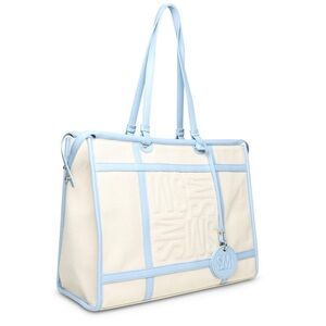 NEW‎ Steve Madden Blue BMARNI Canvas Tote Travel Vacation Beach